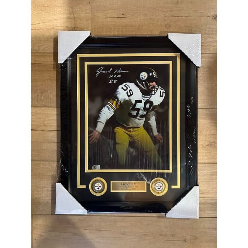 Jack Ham signed autograph Pittsburgh Steelers 11x14 Photo Framed Beckett